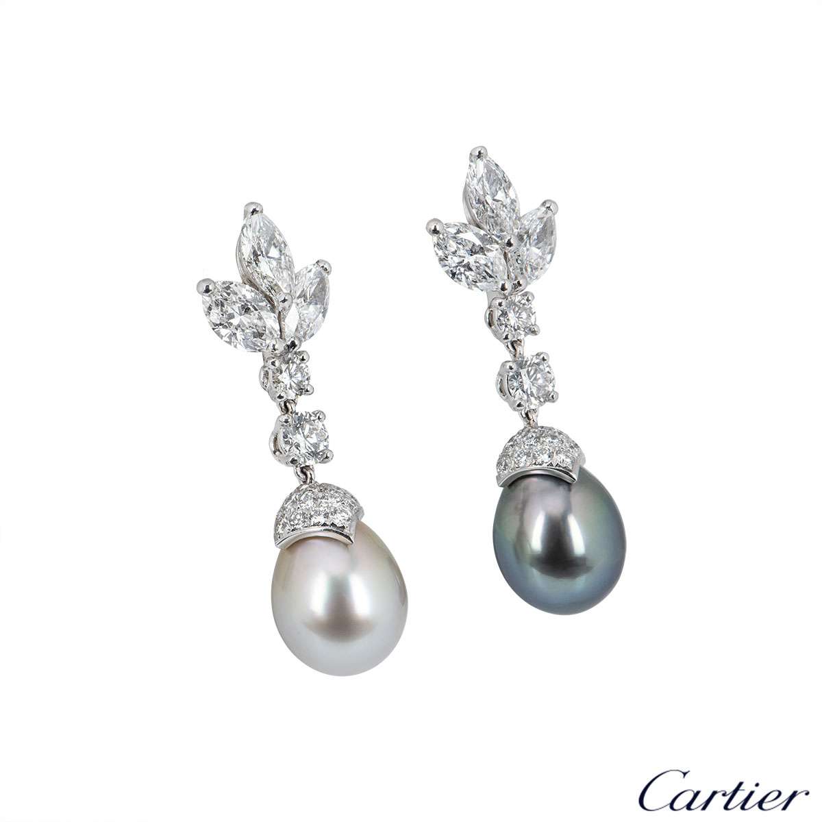 Cartier Platinum Cartier de Lune Diamond & Pearl Earrings HP800116 ...
